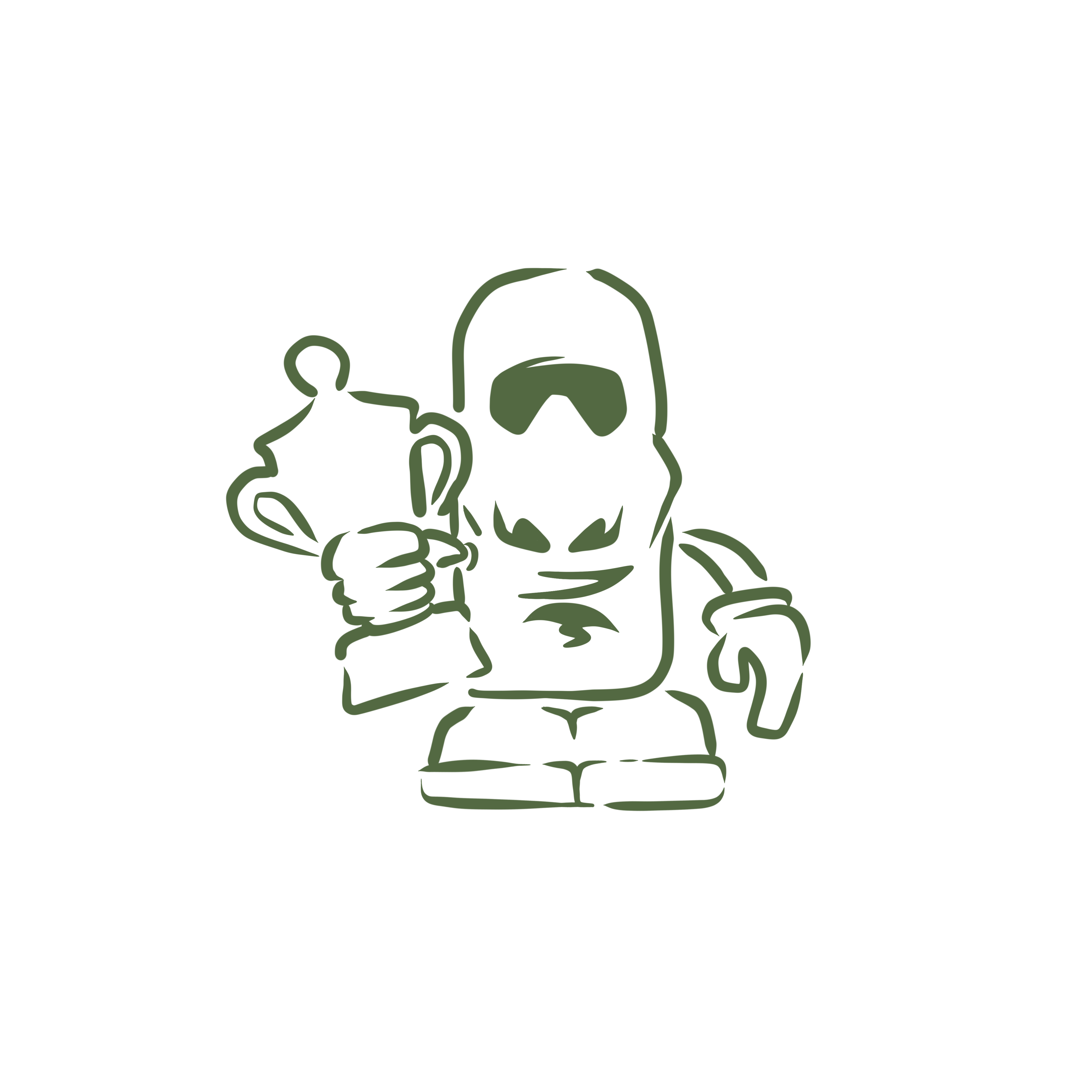 Rock head holding trophy